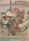 Ben Messick, Study of Two Boats, watercolor and pencil on paper