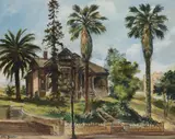 Alexander Ignatiev, Street with Old Mission (Bunker Hill - L.A.), Victorian House with Teeth Like Fence (Bunker Hill / L.A.), and San Francisco Street (a group of three), first gouache on paper, second gouache and charcoal on paper, and third watercolor, gouache, charcoal and felt tip pen on paper
