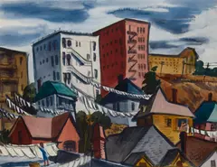 Dorothy Sklar, Wash Day, watercolor on paper