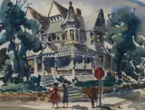 Dorothy Sklar, Houses on Arlington Street, watercolor on paper