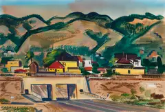 Erle Loran, By the Tracks, gouache on paper