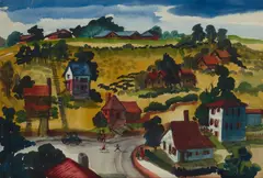 Dorothy Sklar, Small Town Landscape, watercolor on paper
