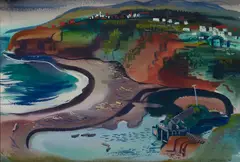 Erle Loran, Red Cliffs, watercolor and gouache on paper