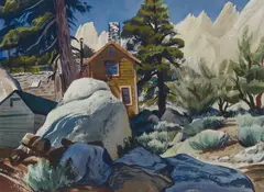 Ralph Hulett, Cabin Scene, watercolor on paper