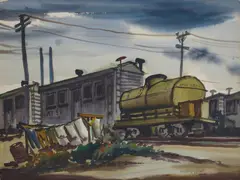 Dorothy Sklar, Outfit Cars, watercolor on paper