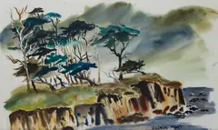 George Post, Monterey Coastal, watercolor on paper