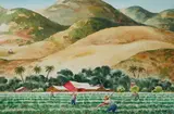 Henry Gasser, Field Workers Near Ventura, watercolor on paper