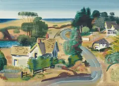 Erle Loran, Winding Road, watercolor and gouache on paper