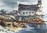 Harold Gretzner, Condemned and Morro Bay (a double-sided work), watercolor and pencil on paper