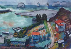 Erle Loran, Coastal Scene (Jenner, California), watercolor and gouache on paper