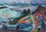 Erle Loran, Coastal Scene (Jenner, California), watercolor and gouache on paper