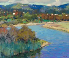 Carmel River by Gregory Hull, oil on canvas, sold Nov 2023