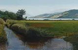 Frederick Denys, Fields with River Beyond, oil on board