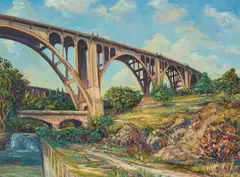 Neill Slaughter, Colorado Bridge, Pasadena I, circa 1990, oil on canvas
