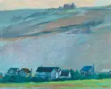 Jian Wang, First Morning Light in the Valley, oil on canvasboard