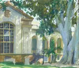 Tim Solliday, The Old Library (South Pasadena), gouache on paper