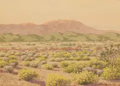 Henry Raschen, The Desert in California, watercolor on paper
