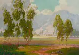 Peter L. Hohnstedt, Eucalyptus Landscape with Mountains, oil on canvas