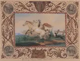 Untitled (Two Horses with Dog) by Charles Christian Nahl, watercolor and pencil on paper, offered Nov 2023