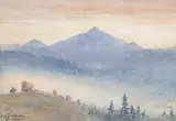 William Henry Jackson, Laramie Peak, Wyoming, Descending LaBonte Hill, August 12, 1866, watercolor on paper