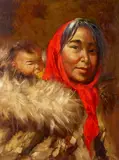 Ellen Henne Goodale, Inuit Mother and Child, oil on canvas
