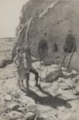 Hernando Gonzallo Villa, Tourist and Indian Guide at Ruins, charcoal on paper