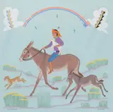 Harrison Begay, Young Shepard Bringing Back a Lost Lamb, gouache on illustration board