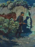 Clarence Arthur Ellsworth, Sheriff on Owl Hoot Trail, oil on canvas