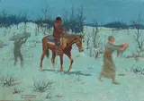Clarence Arthur Ellsworth, Western Doctor on Horseback in Winter, oil on canvas