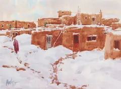 Ron Rencher, Taos Dawn, watercolor on paper