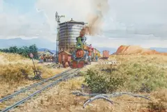 Lloyd Harting, Carson and Colorado Railroad 1881 - Aberdeen Water, watercolor and gouache on paper