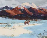 Kenneth Sawyer, Cowboys in the Snow, acrylic on board