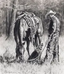 Bill Anton, Me and My Shadow, pencil on slick paper