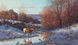 Martin Grelle, A Winter Evening, gouache on paper