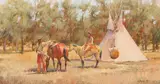 Frank Hagel, Loading Up - Piegan, oil on Masonite