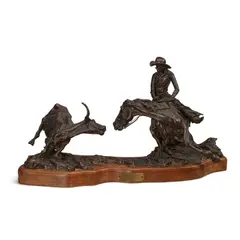 Terry Duen, A Cut Above, bronze with brown patina