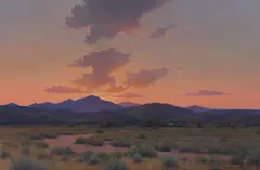 Sundown Near the Gilas by Michael Stack, oil on canvas, sold Nov 2023