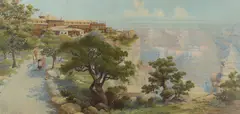 Louis Akin, Grand Canyon (El Tovar), 1906, Chromolithograph on paper laid to board