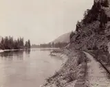 Frank Jay Haynes, Along Clark's Fork, Montana, Northern Pacific Railroad, circa 1890, Mammoth-plate silver albumen print