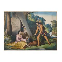 Hiawatha's Wooing (Conningham 2809) by Currier & Ives, 1860, Lithograph with hand-coloring on heavy wove paper, offered Nov 2023