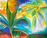 Werner Drewes, Palms, 1963, oil on canvas