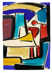 Untitled, A222 by Werner Drewes, 1946, gouache on paper, sold Aug 2023