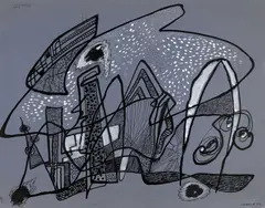 Submerged by Rolph Scarlett, gouache, ink and pen on paper, offered Aug 2023