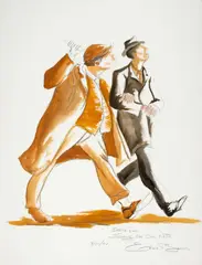 Ernie Barnes, Sketch for Song On One Note, 1981, charcoal, graphite and acrylic wash on paper laid down on board