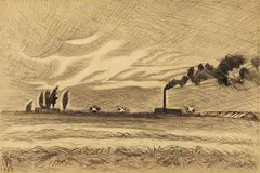 Charles E. Burchfield, Twilight, 1937, conté crayon and charcoal on paper laid down on board