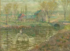 A Refreshing Drink by Ernest Lawson, circa 1915, oil on canvas, sold Aug 2023