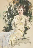 Howard Chandler Christy, Woman Seated in a Garden