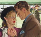 Pruett A. Carter, "The wedding ring hung from a thin golden chain round her neck. 'I couldn't wear it on my finger,' she explained, 'We're divorced now—remember?'", circa 1948, oil on canvas