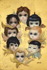 Little Angels by Margaret Keane, oil and gold leaf on canvas, sold Aug 2023