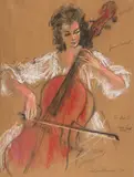 LeRoy Neiman, The Cellist, 1979, pastel and graphite on paper
